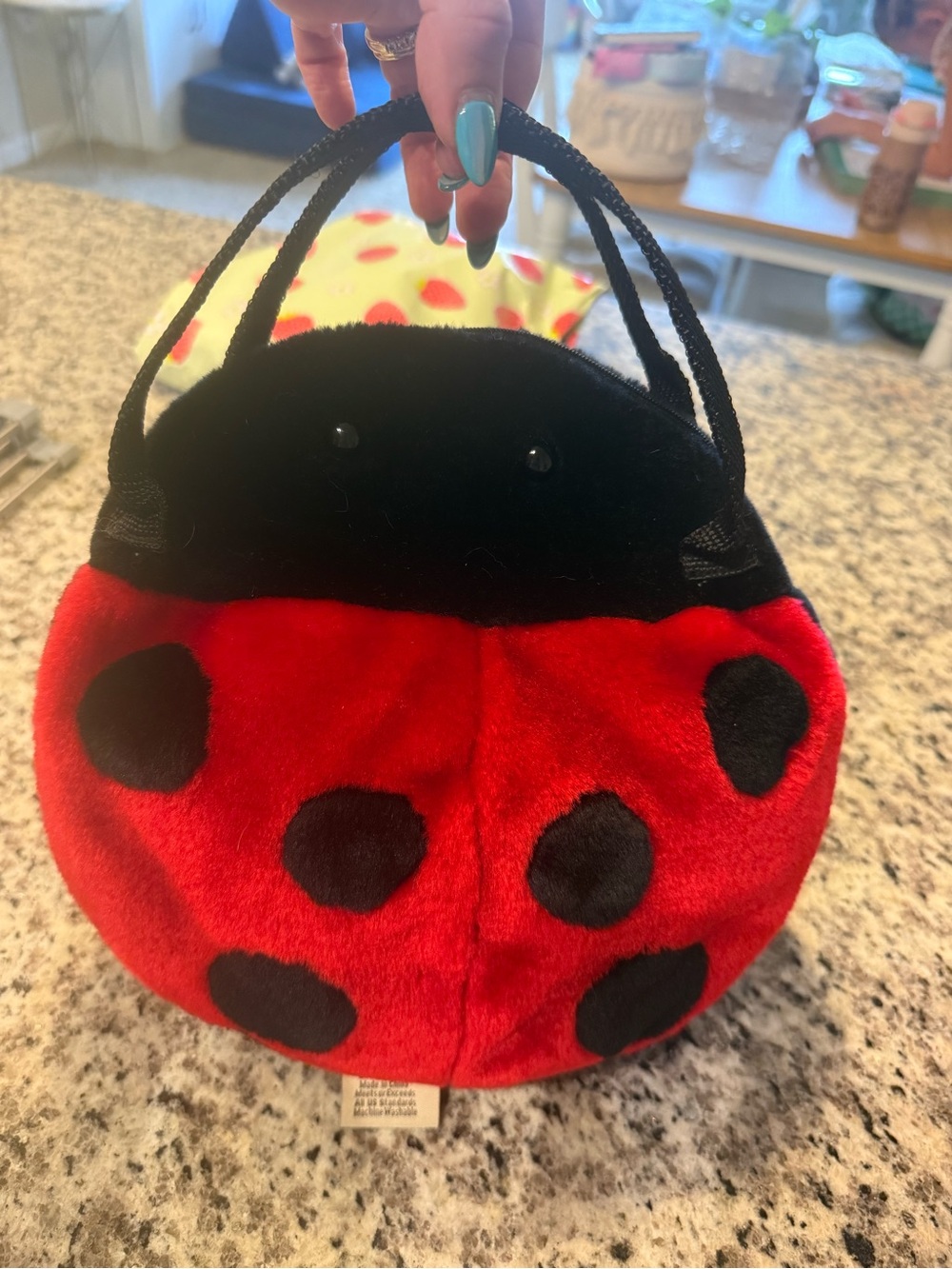 Plush Ladybug Kids Crossbody Purse - Red and Black - Picture 3 of 4
